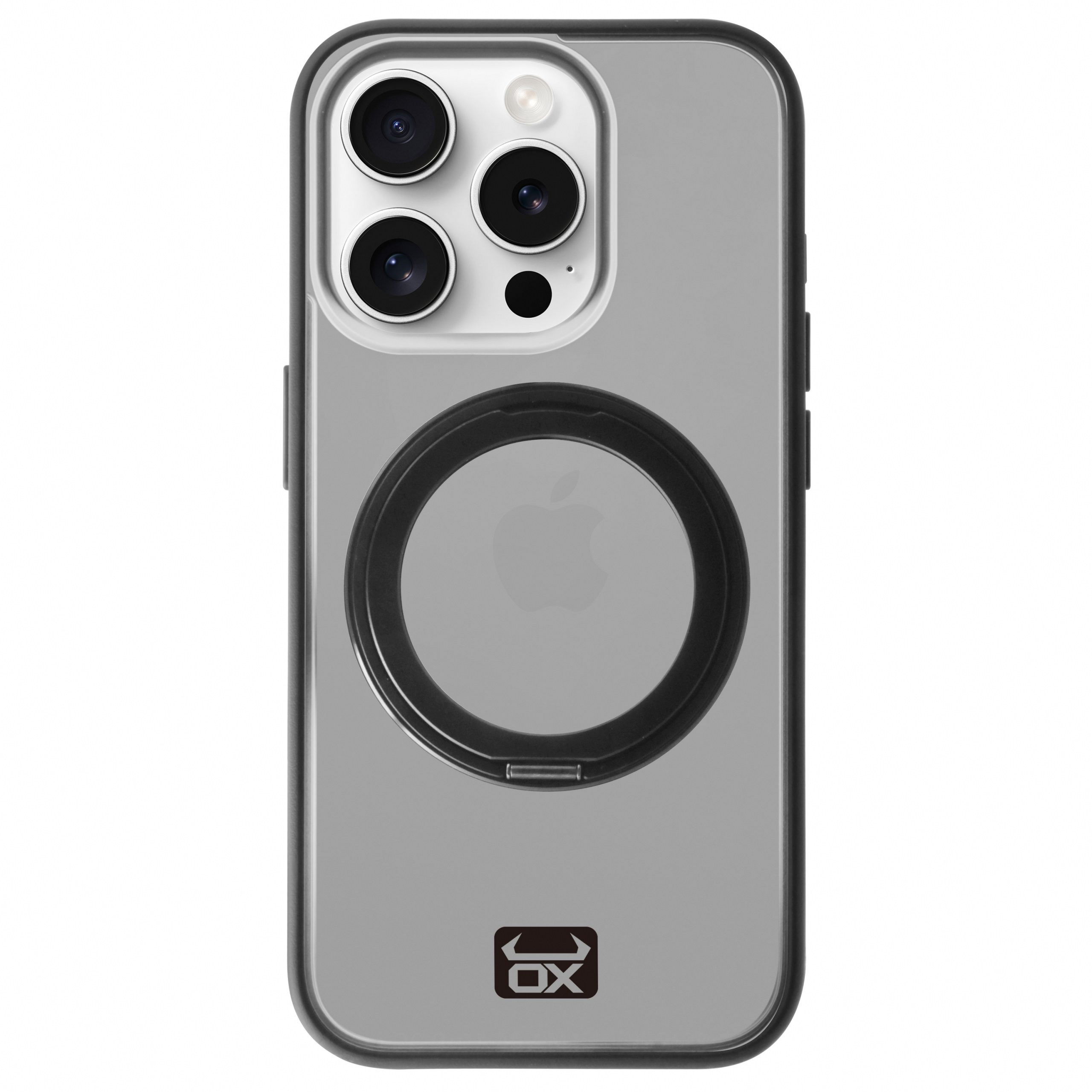 OX Ring 360 Rotatable Stand Case w/MagSafe for iPhone 15 Pro Max - Bear Black
