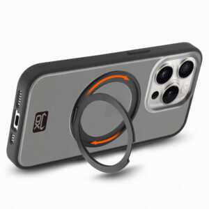 OX Ring 360 Rotatable Stand Case w/MagSafe for iPhone 15 Pro - Bear Black