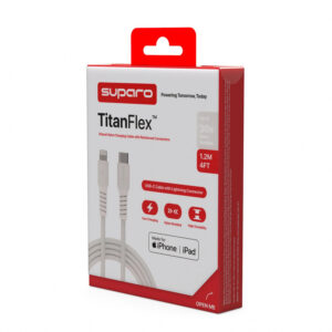 Suparo MFi Type C to Lightning cable-PD 60W- 20V/3A, nylon braided white 1.2m